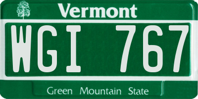 VT license plate WGI767