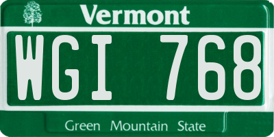 VT license plate WGI768