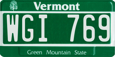 VT license plate WGI769