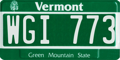 VT license plate WGI773
