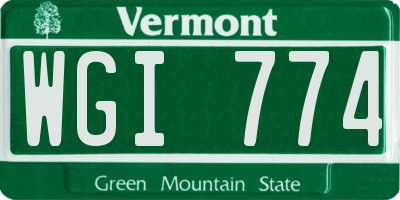 VT license plate WGI774