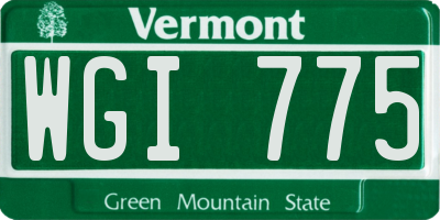 VT license plate WGI775