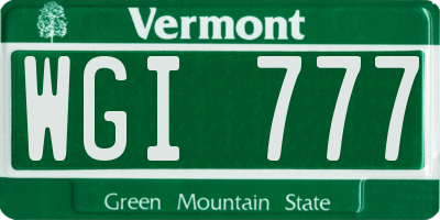 VT license plate WGI777