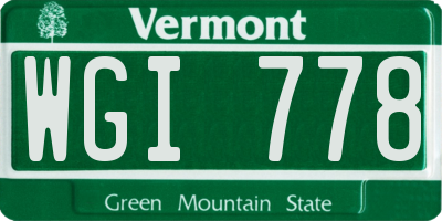 VT license plate WGI778