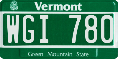 VT license plate WGI780