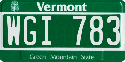 VT license plate WGI783