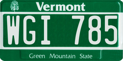 VT license plate WGI785