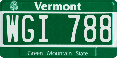 VT license plate WGI788