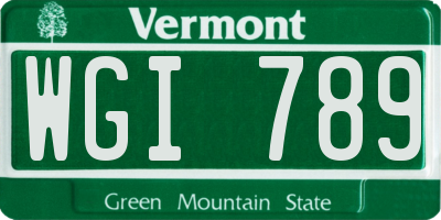 VT license plate WGI789
