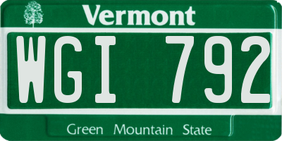 VT license plate WGI792