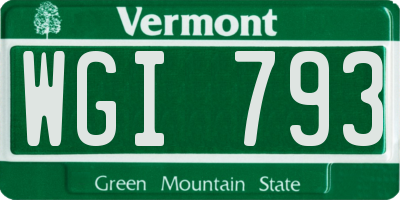 VT license plate WGI793