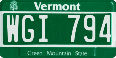 VT license plate WGI794