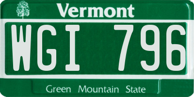VT license plate WGI796