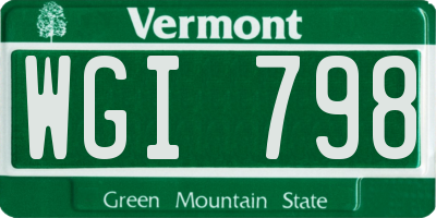 VT license plate WGI798