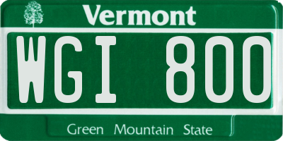 VT license plate WGI800