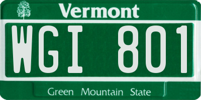 VT license plate WGI801