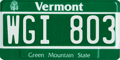 VT license plate WGI803