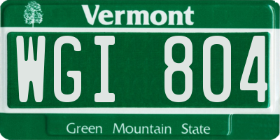 VT license plate WGI804