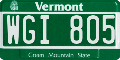 VT license plate WGI805