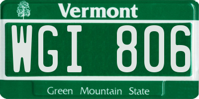 VT license plate WGI806