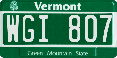 VT license plate WGI807
