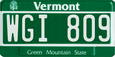 VT license plate WGI809