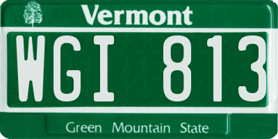 VT license plate WGI813