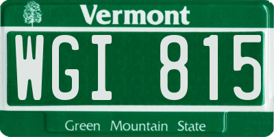 VT license plate WGI815