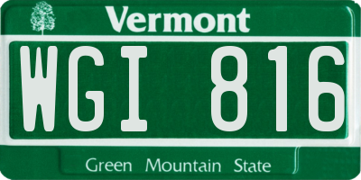 VT license plate WGI816
