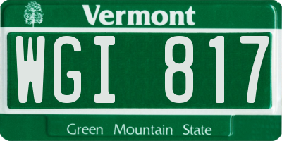 VT license plate WGI817