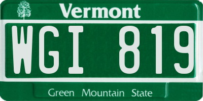 VT license plate WGI819