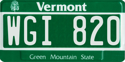 VT license plate WGI820