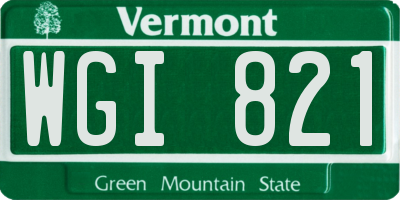 VT license plate WGI821