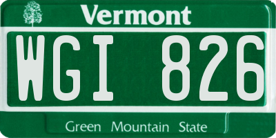 VT license plate WGI826