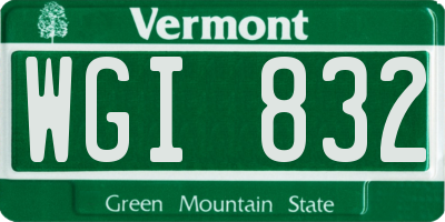 VT license plate WGI832