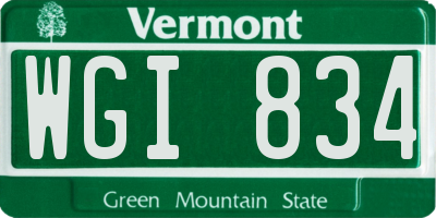 VT license plate WGI834