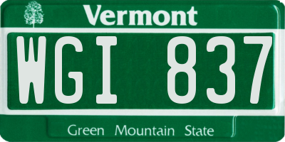 VT license plate WGI837