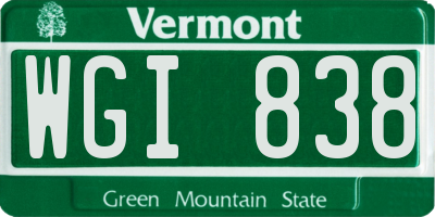 VT license plate WGI838