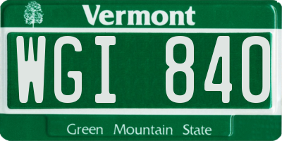VT license plate WGI840
