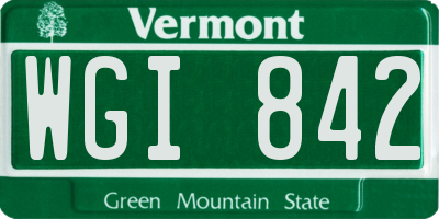 VT license plate WGI842
