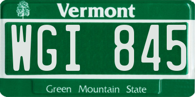 VT license plate WGI845