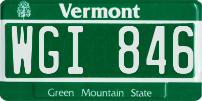 VT license plate WGI846