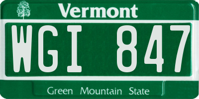 VT license plate WGI847