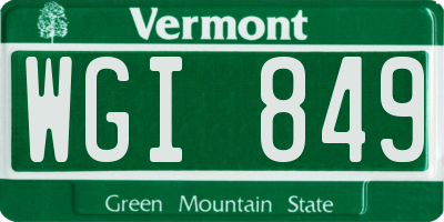 VT license plate WGI849