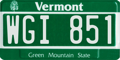 VT license plate WGI851