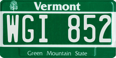 VT license plate WGI852