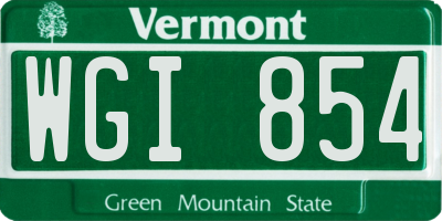 VT license plate WGI854