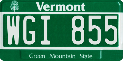 VT license plate WGI855