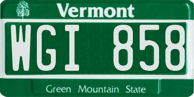 VT license plate WGI858