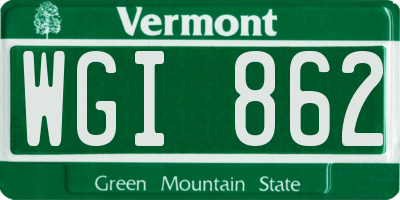 VT license plate WGI862